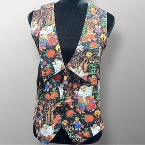 Handmade Reversible Fall Vest Halloween Bears & Plaid Pumpkins Leaves Teacher